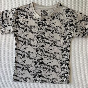 URBN-DEPT Kids White Black Marble Print Cotton T-Shirt Size 7 Years Short Sleeve